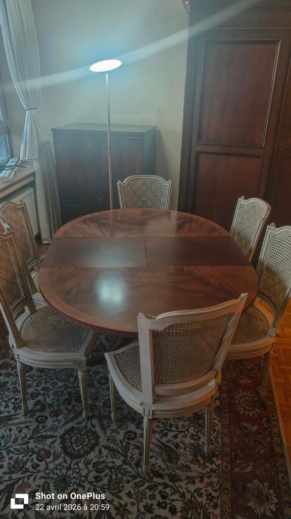 Table en bois avec rallonge + 6 chaises, Maison & Meubles, Enlèvement