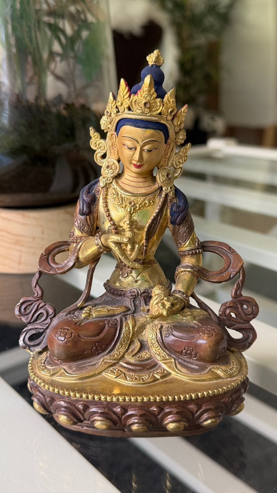 Authentiek Tibetaans / Nepalees Brons - Vajrasattva (19 cm), Antiquités & Art, Tibet, Sculpture, 20 cm, Bronze