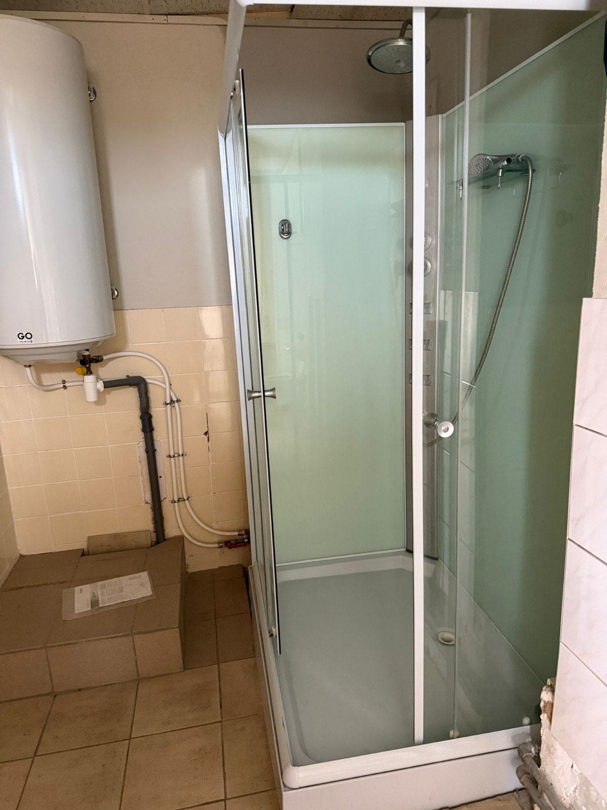 cabine de douche, Ophalen