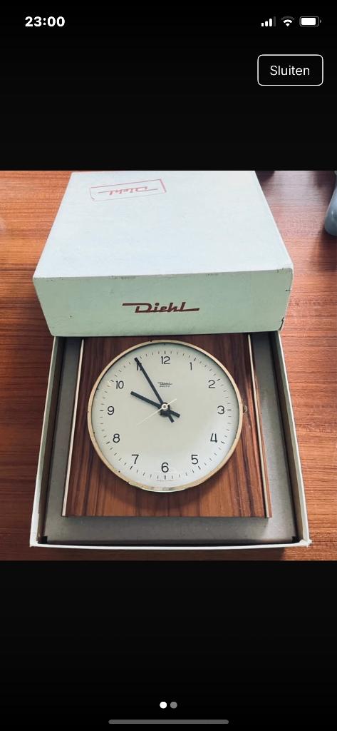 Vintage klok Diehl in originele doos, Ophalen