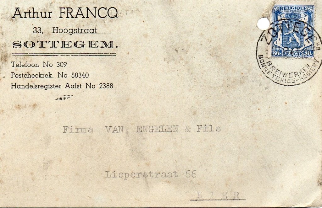 briefkaart Francq Zottegem 1943, Enlèvement ou Envoi