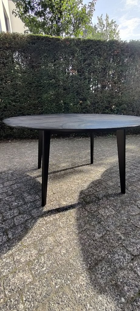 Zwarte eettafel 1.40m diameter, Huis en Inrichting, Ophalen, Gebruikt, 100 tot 150 cm, Rond