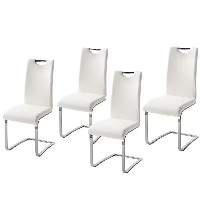 4 stoelen eetkamer metaal kunstleer crème, Ophalen, Overige kleuren, Zo goed als nieuw, Vier