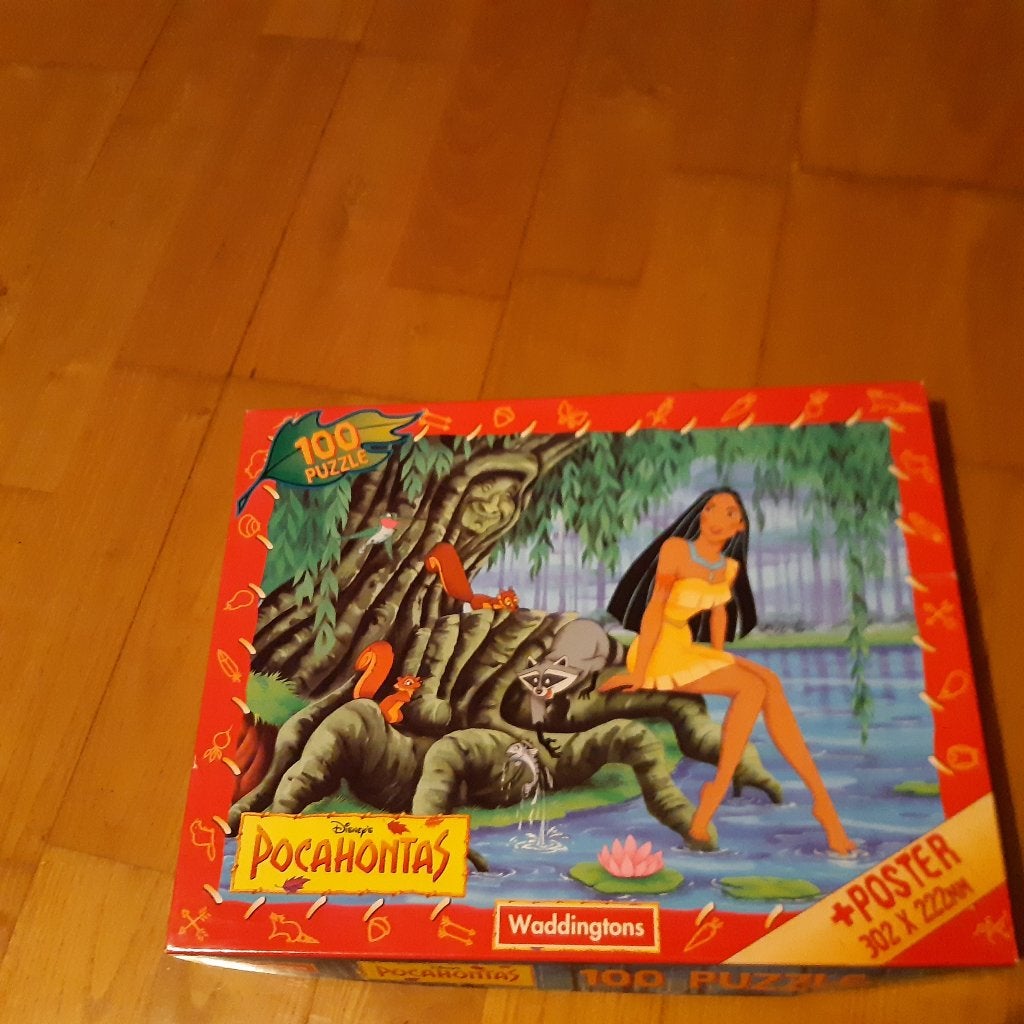 Puzzle 100 pièces + Poster « Pocahontas », Enlèvement, Plus de 50 pièces, Neuf, 4 à 6 ans