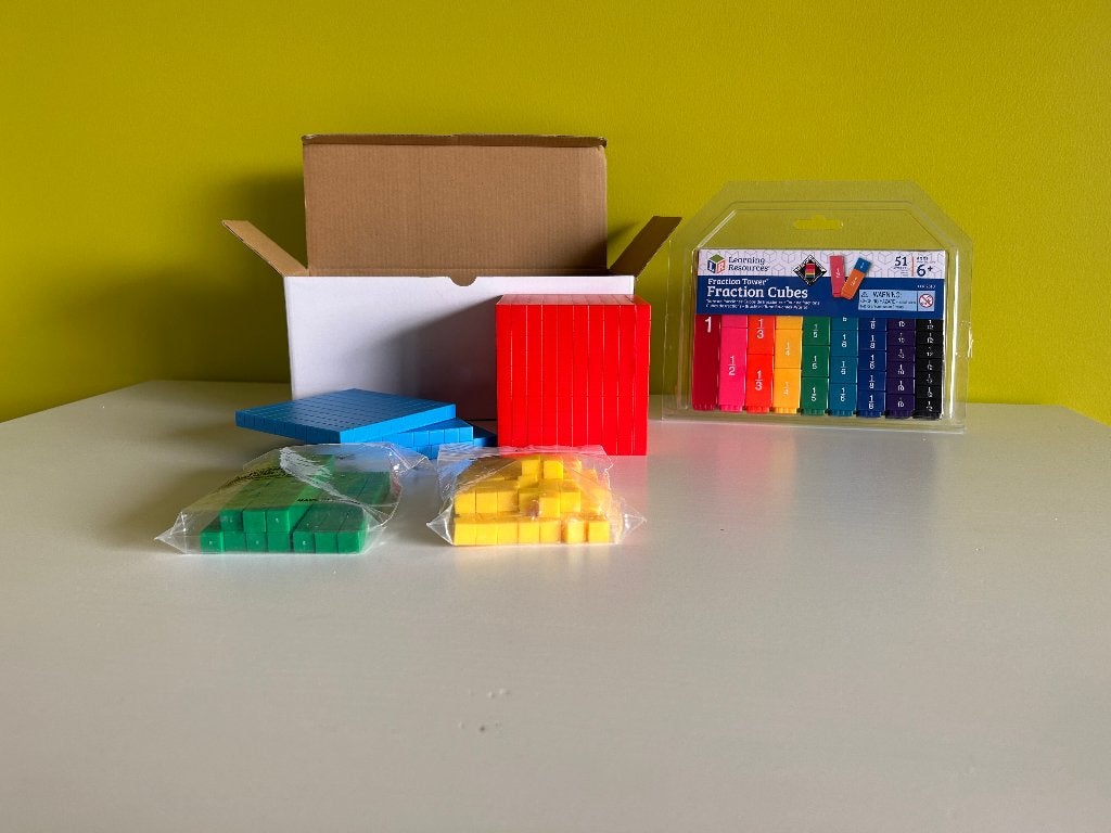 Rekenblokjes + blokjes breuken, Ophalen, Zo goed als nieuw