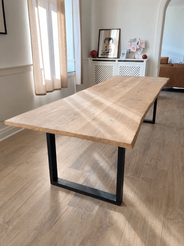 Table chêne massif pied en métal, Enlèvement