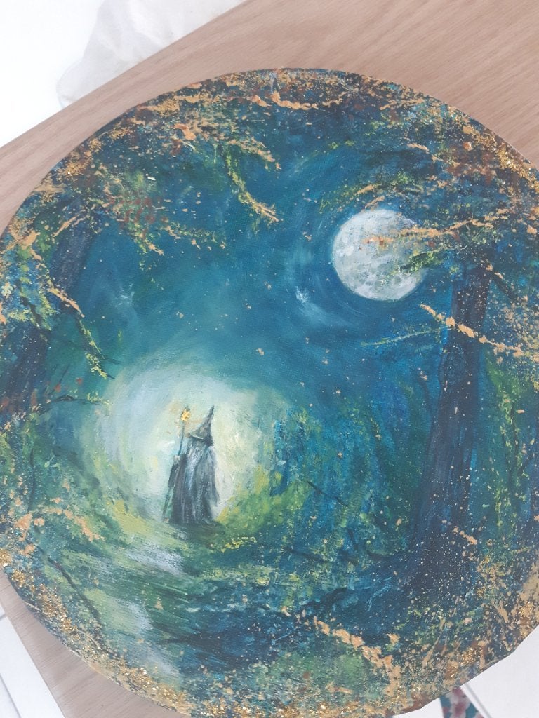Olieverf schilderij tovenaar, Enlèvement, Peint à la main, Peinture à l'huile