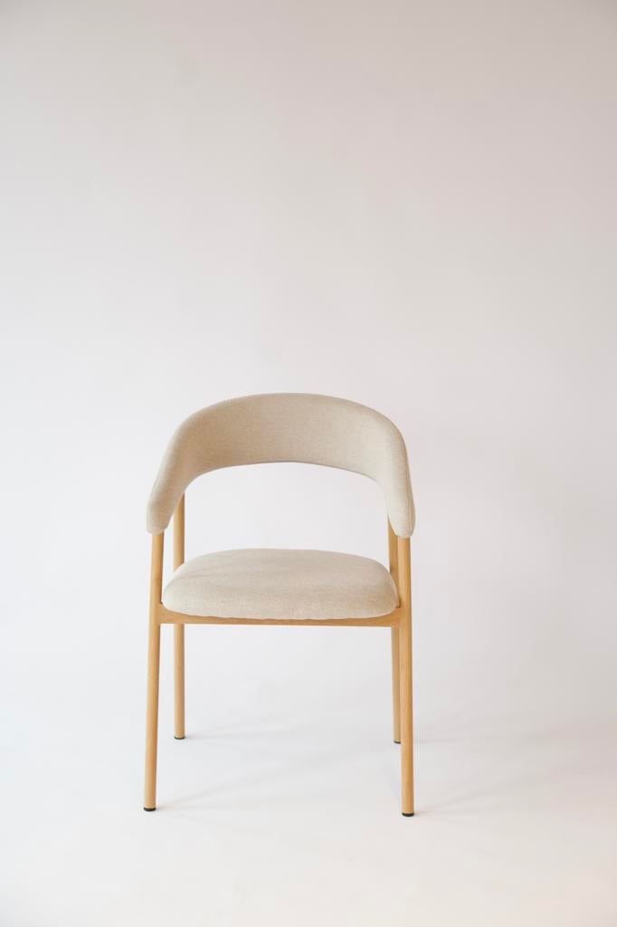 Chaise EJSING en tissu beige/couleur chêne naturel, Maison & Meubles, Enlèvement, Comme neuf, Tissus