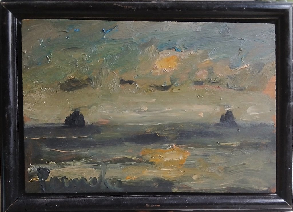 Constant Permeke '' Nacht op zee '' olieverf op triplex, Verzenden, Expressionistisch, Olieverf