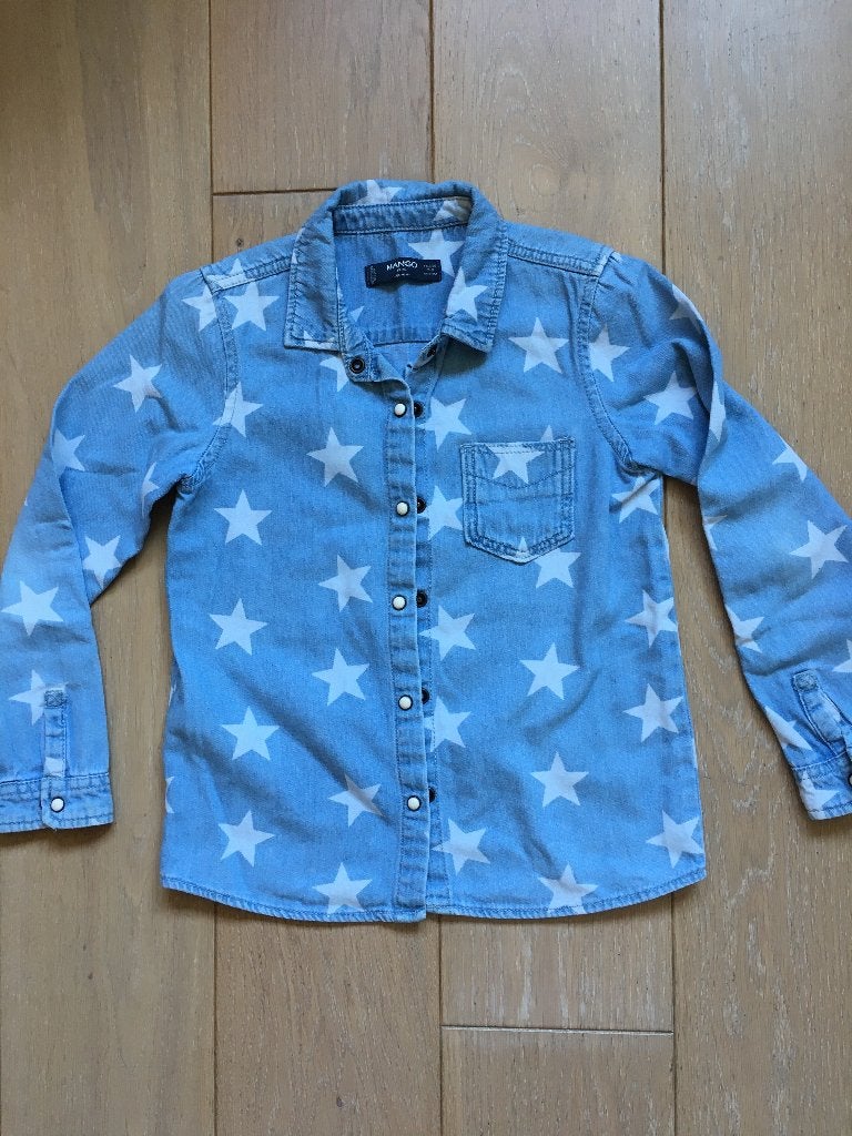 Bloes of hemd mango blauw maat 128, Meisje, Overhemd of Blouse, Mango, Ophalen of Verzenden