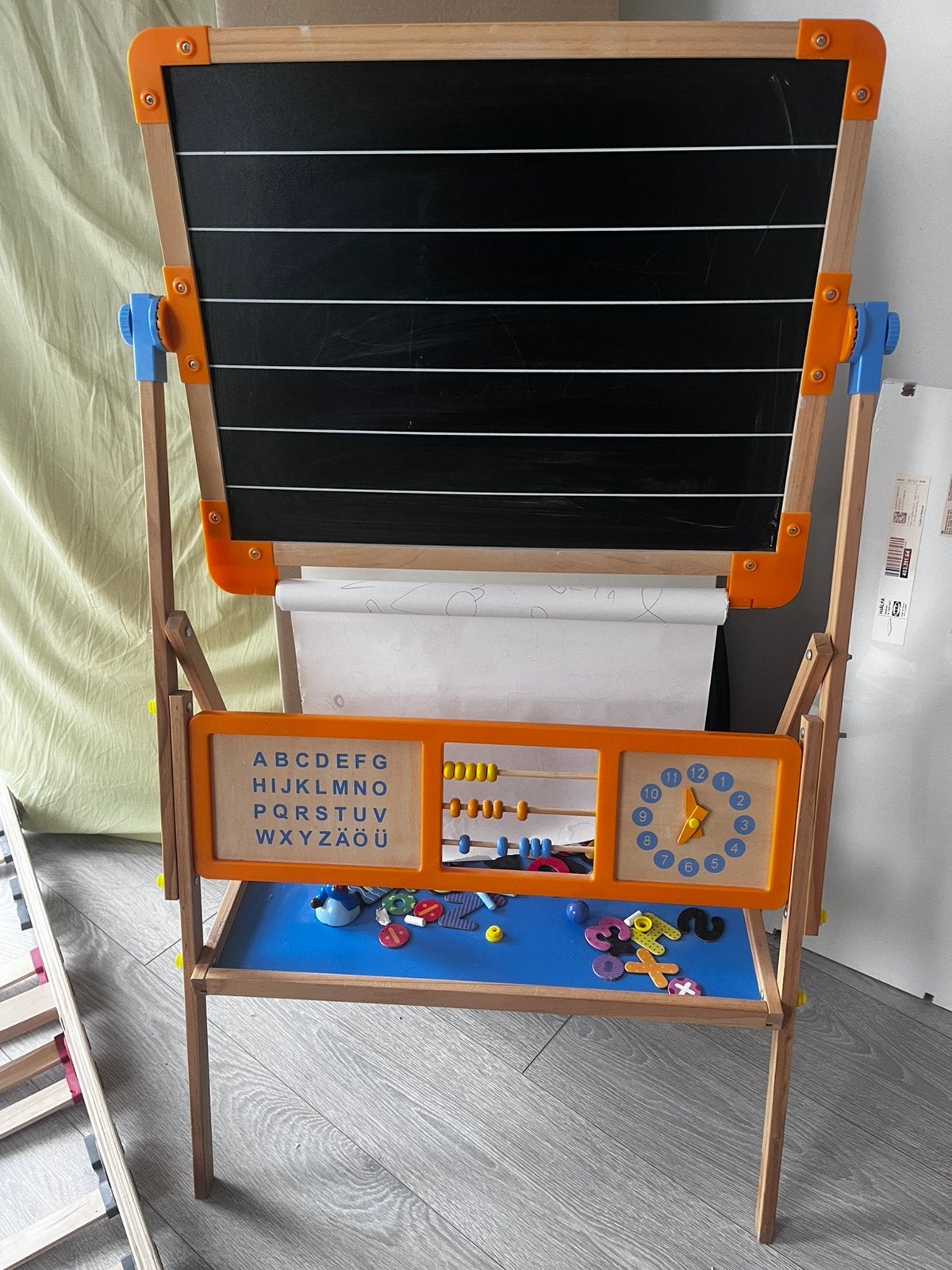 Kinder schoolbord / tekenezel 3-in-1 met magnetische letters, Diversen, Ophalen, Gebruikt, Krijtbord