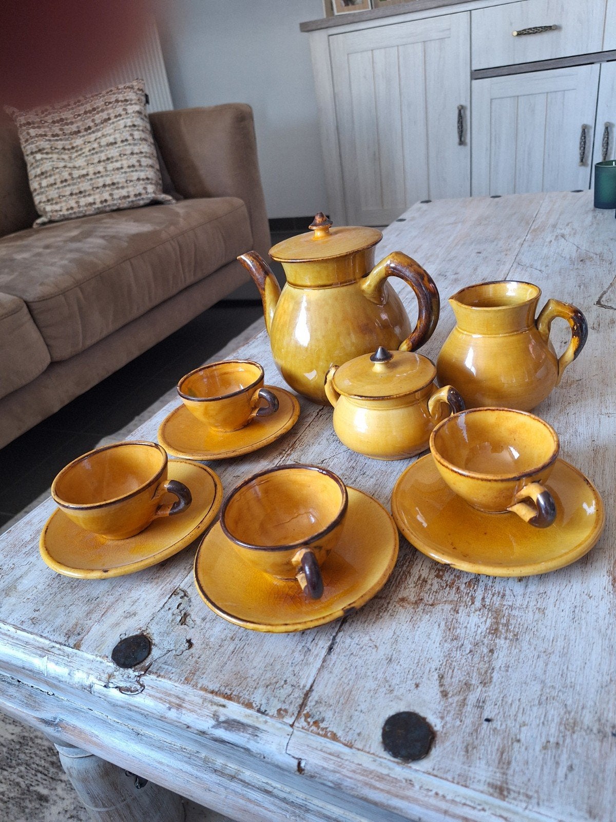Vintage Vallauris  koffieservies  retro, Enlèvement