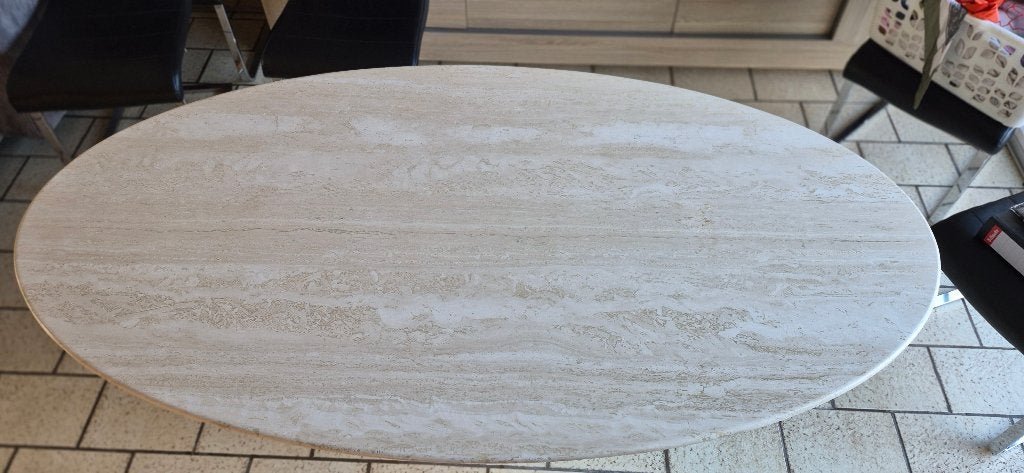 Table de salle a manger en travertin, Maison & Meubles, 150 à 200 cm, Cinq personnes ou plus, Enlèvement, Utilisé