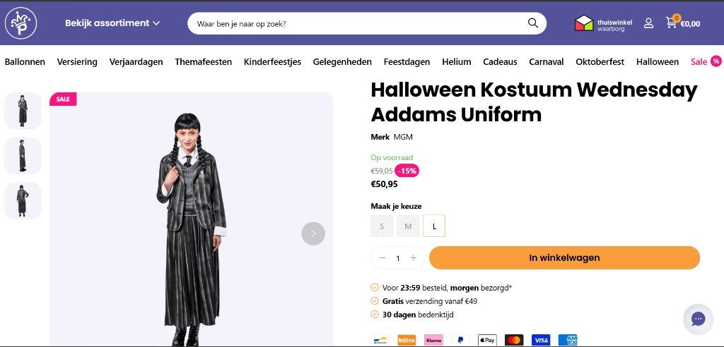 Halloween kostuum Wednesday, ANDERE, Ophalen, Nieuw