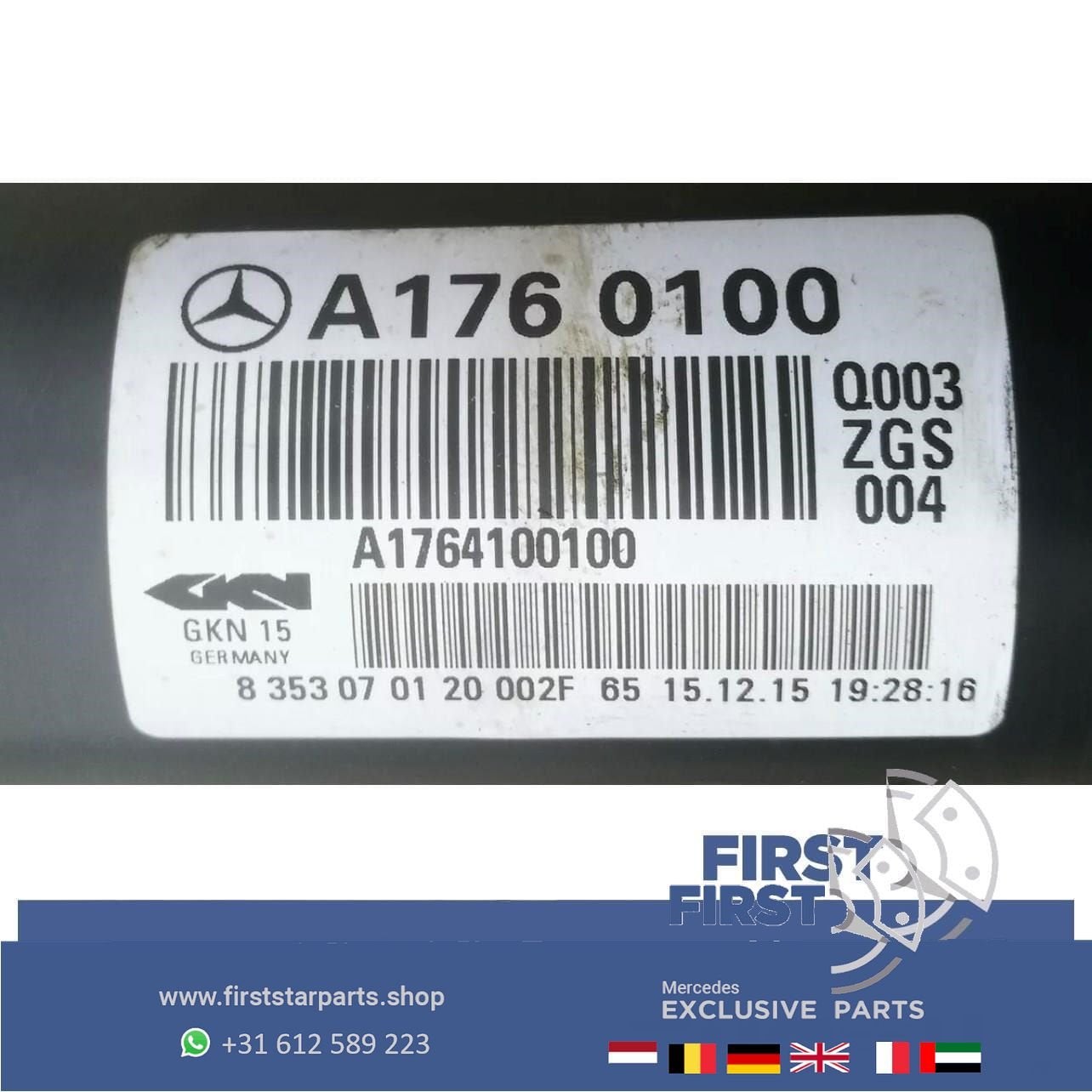 A1760100 TRANSMISSIE CARDANAS CARDAN COMPLEET Mercedes A KLA, Gebruikt, -, Ophalen of Verzenden, -