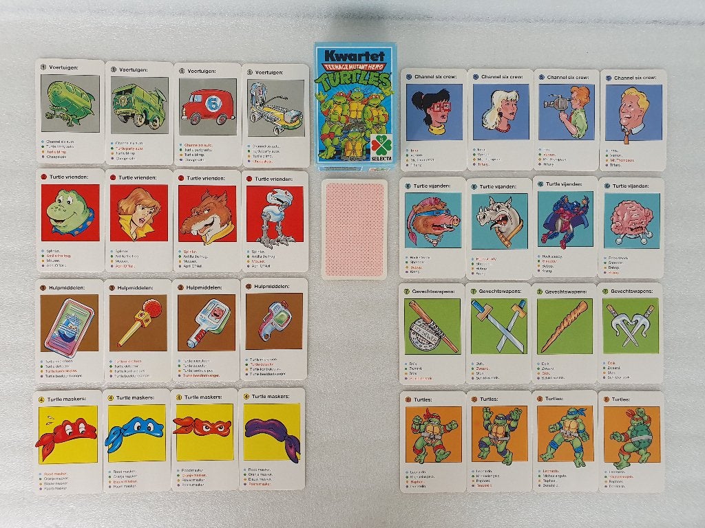 Kwartetspel Teenage Mutant Hero Turtles (Selecta, 1990), Enlèvement ou Envoi, Utilisé, Jeu(x) des sept familles
