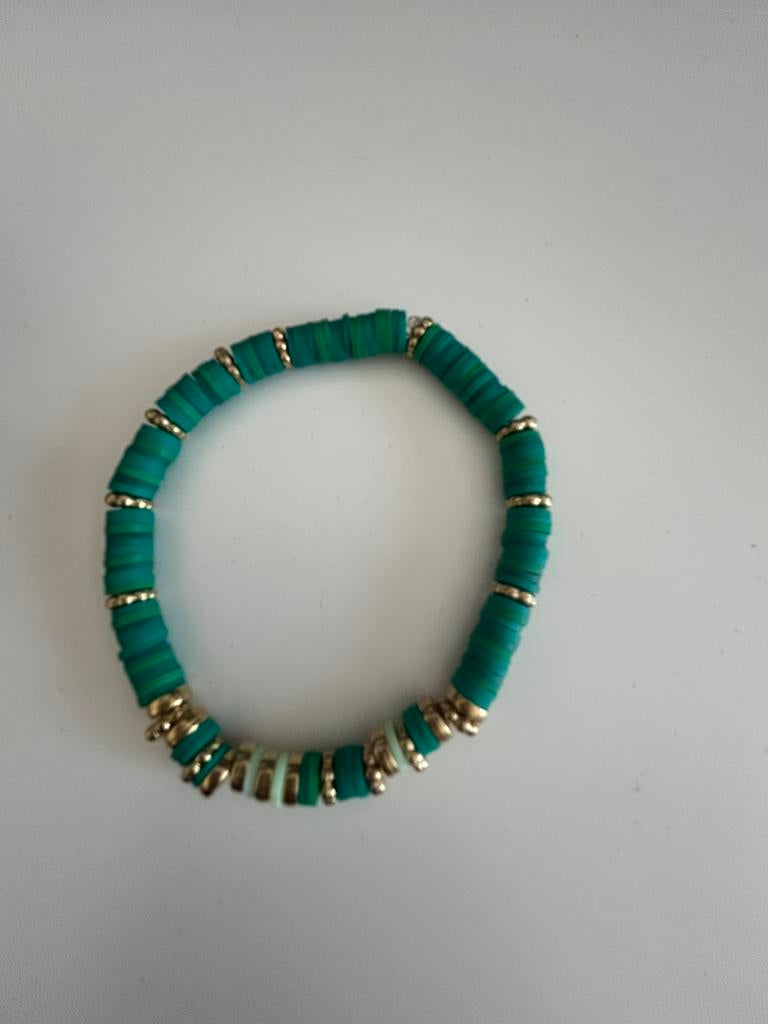 Armband donkergroen/goud, Handtassen en Accessoires, Armbanden, Ophalen of Verzenden, Zo goed als nieuw, Goud