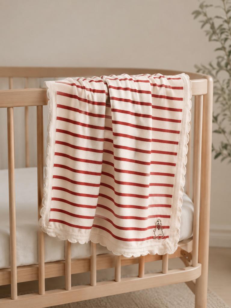 Couverture pour bébé IKEA RÖDHAKE rayée rouge/blanc, Enlèvement ou Envoi, Comme neuf