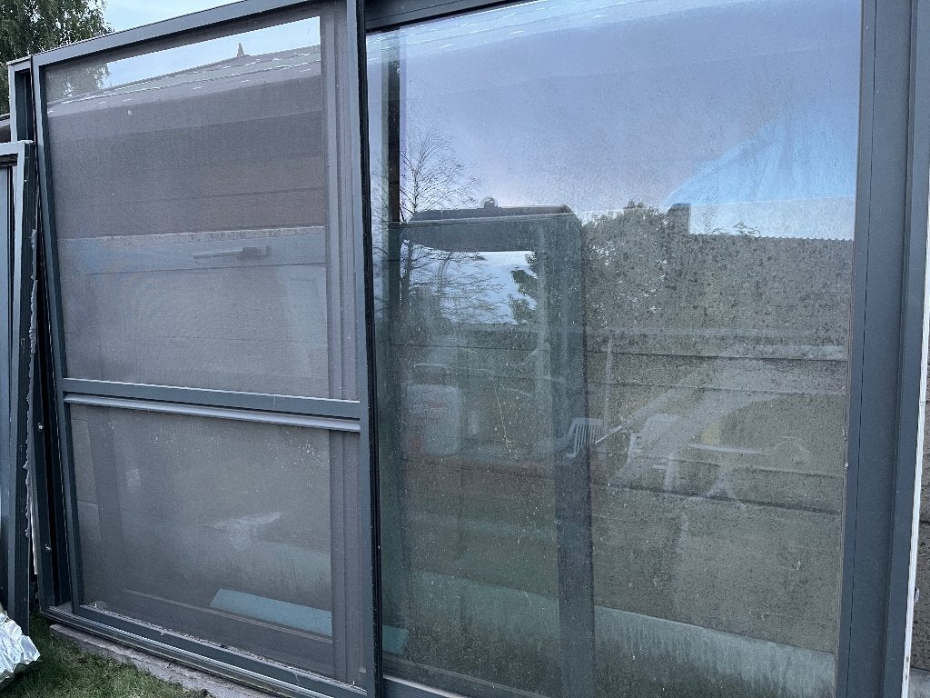 Alu schuifraam met vliegenraam + deur, Ophalen, Gebruikt, Buitendeur, Schuifdeur