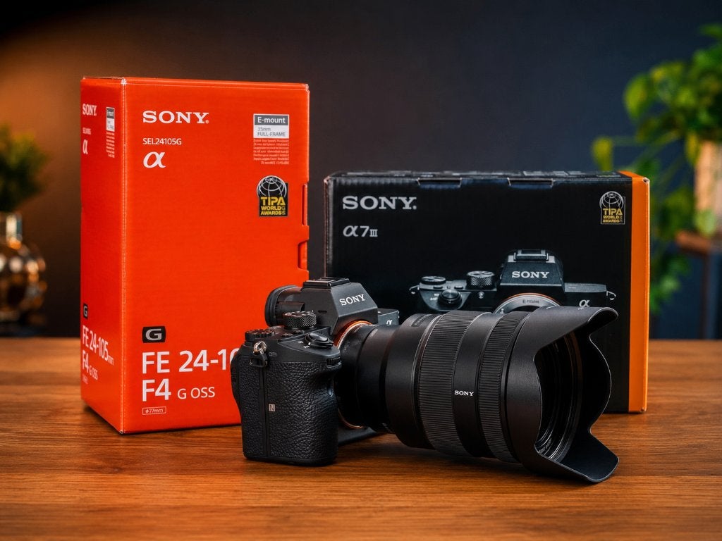 Sony A7 III + FE 24-105mm F4 G OSS  in Nieuwstaat, Enlèvement ou Envoi, Écran tactile, Comme neuf, Appareil photo hybride