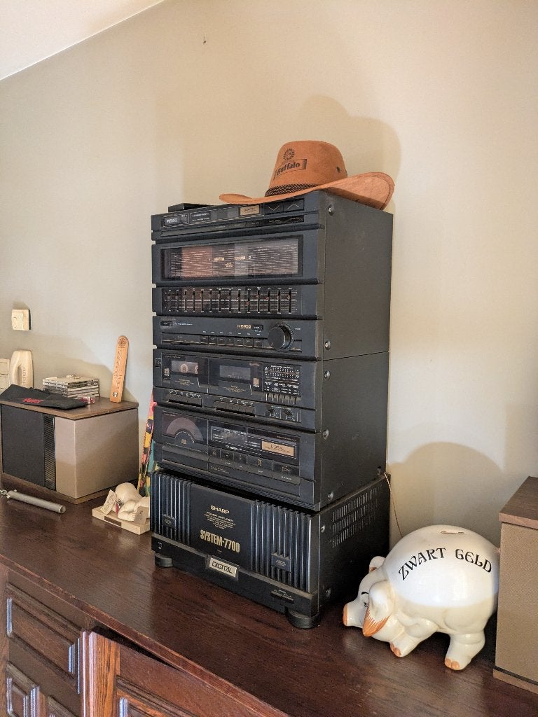 Système HiFi Midi Vintage Sharp System-7700 2  bose boxen, Enlèvement ou Envoi, Utilisé, Deck cassettes ou Lecteur-enregistreur de cassettes