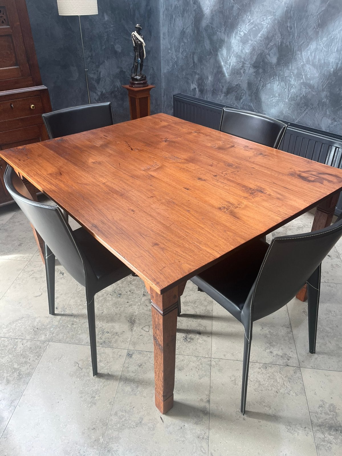 Antieke tafel met aansteekblad teakhout 1850/1875, Antiek en Kunst, Ophalen