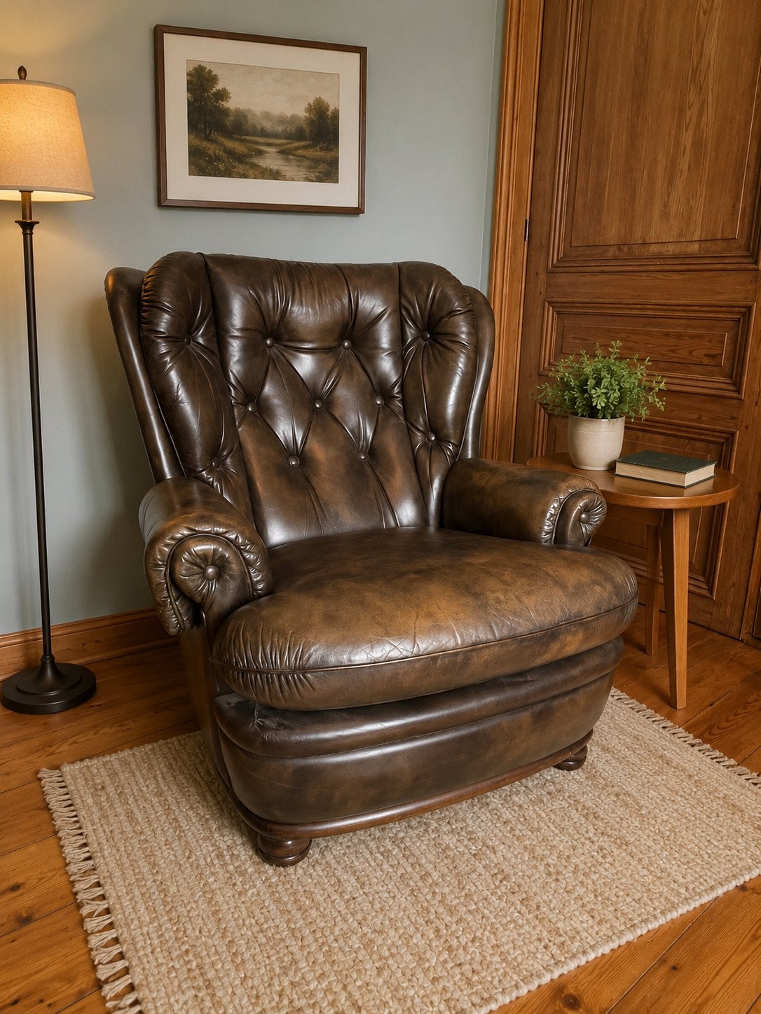Fauteuil club chesterfield vintage patine, Ophalen, Gebruikt
