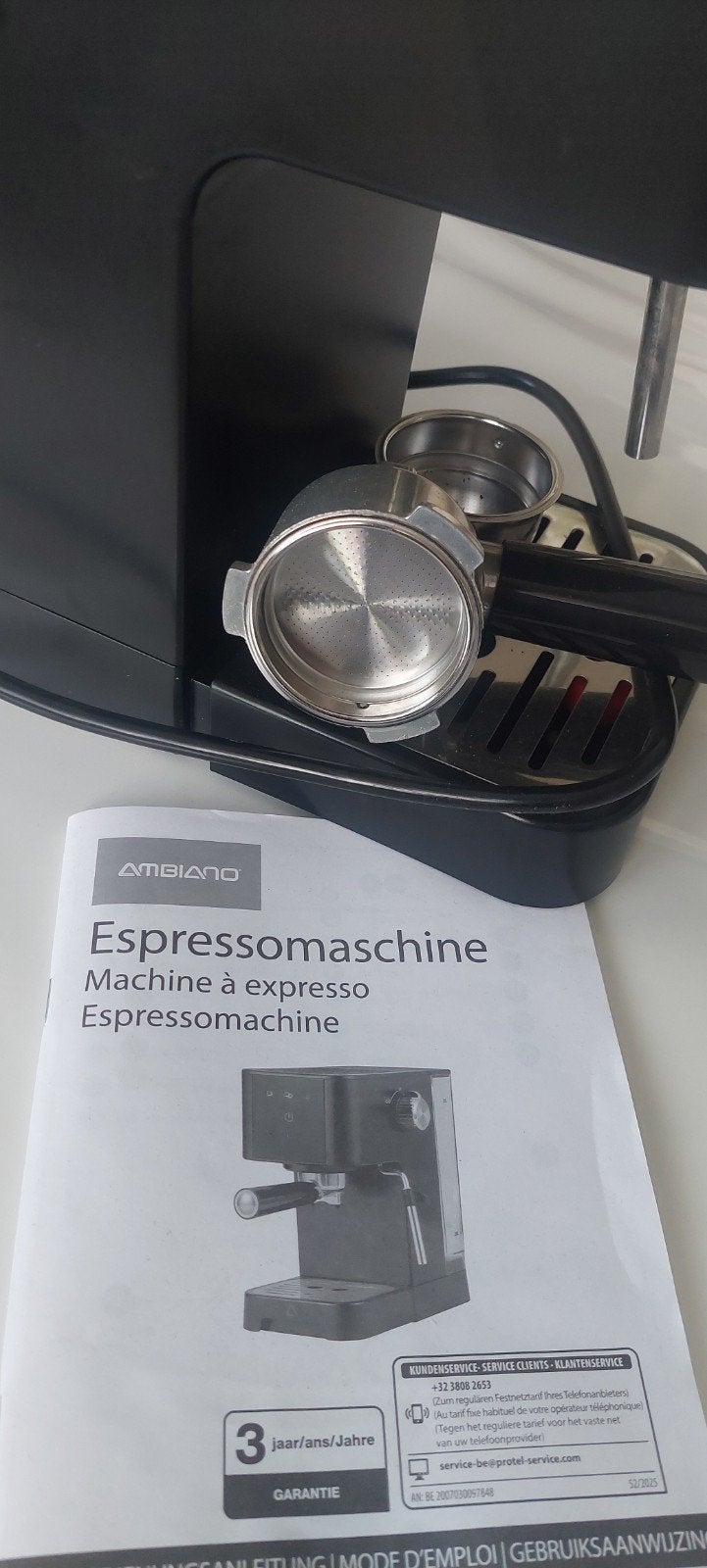 Espressomachine  Ambiano, Café moulu, Machine à espresso, Réservoir d'eau amovible, Comme neuf