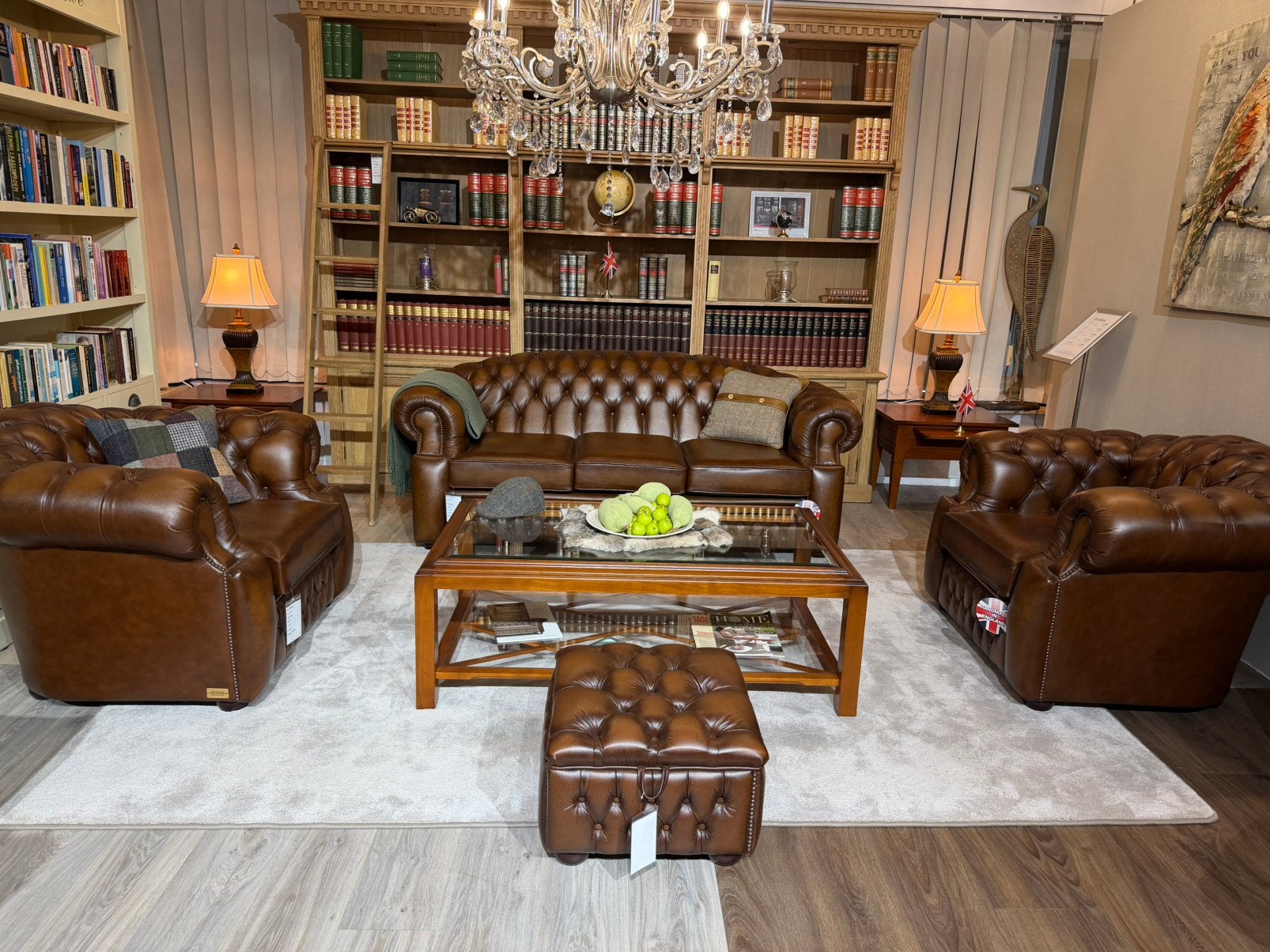 SHOWROOMMODEL Bolton Chesterfield salon 3-1-1 Zits Bruin, Ophalen of Verzenden