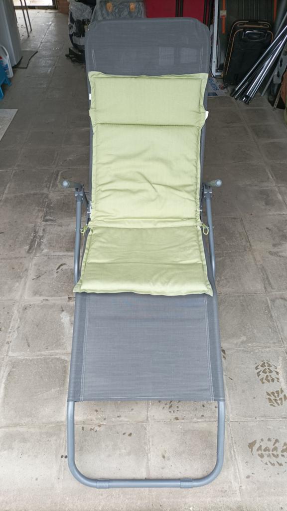 Fauteuil transat de jardin pliable en 3, housse lavable, Enlèvement