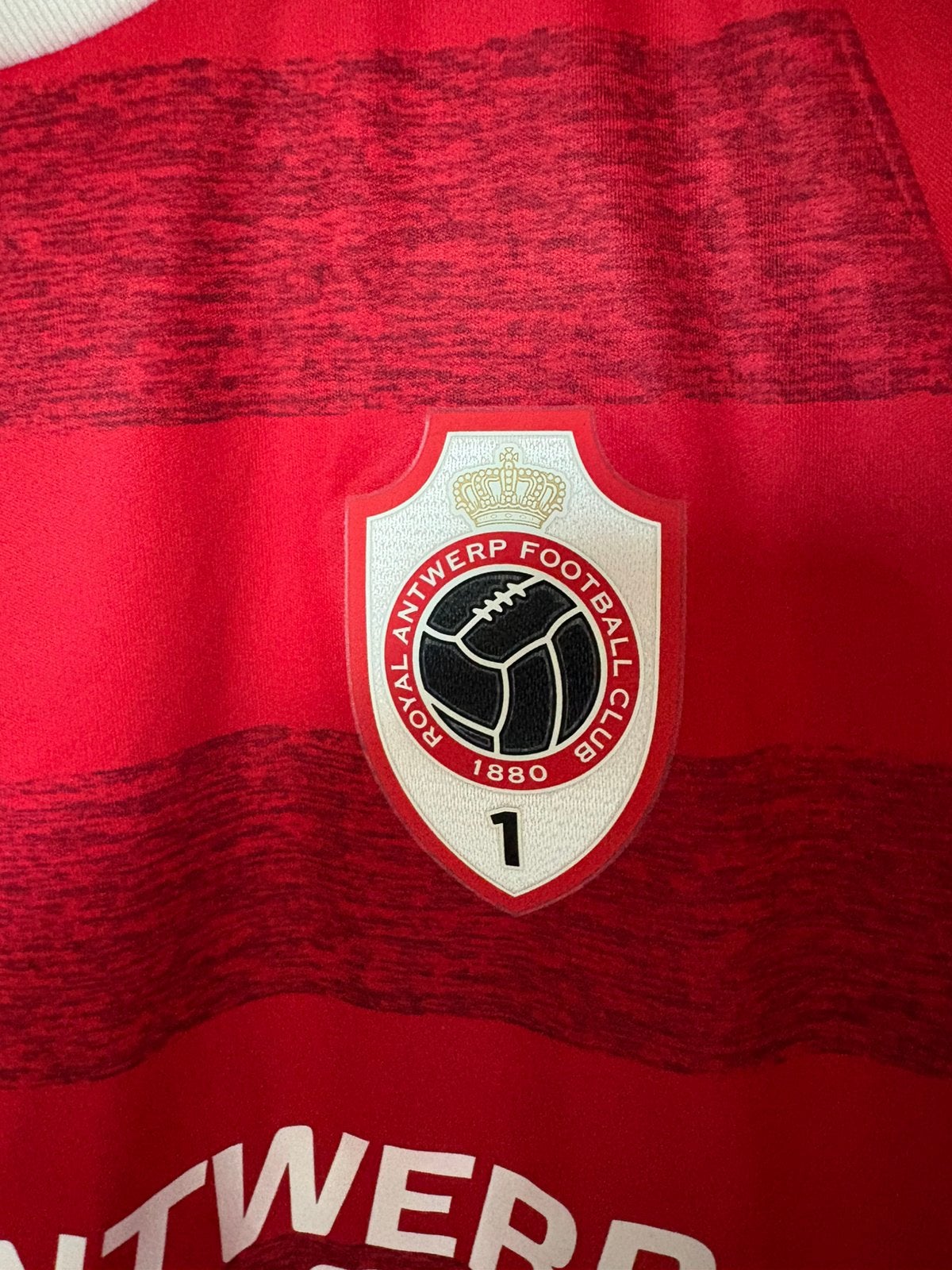 Antwerp RFC Home Shirt 22/23 – Rood/Wit Kampioensseizoen, Kleding | Heren, Verzenden, Zo goed als nieuw, Voetbal, Rood