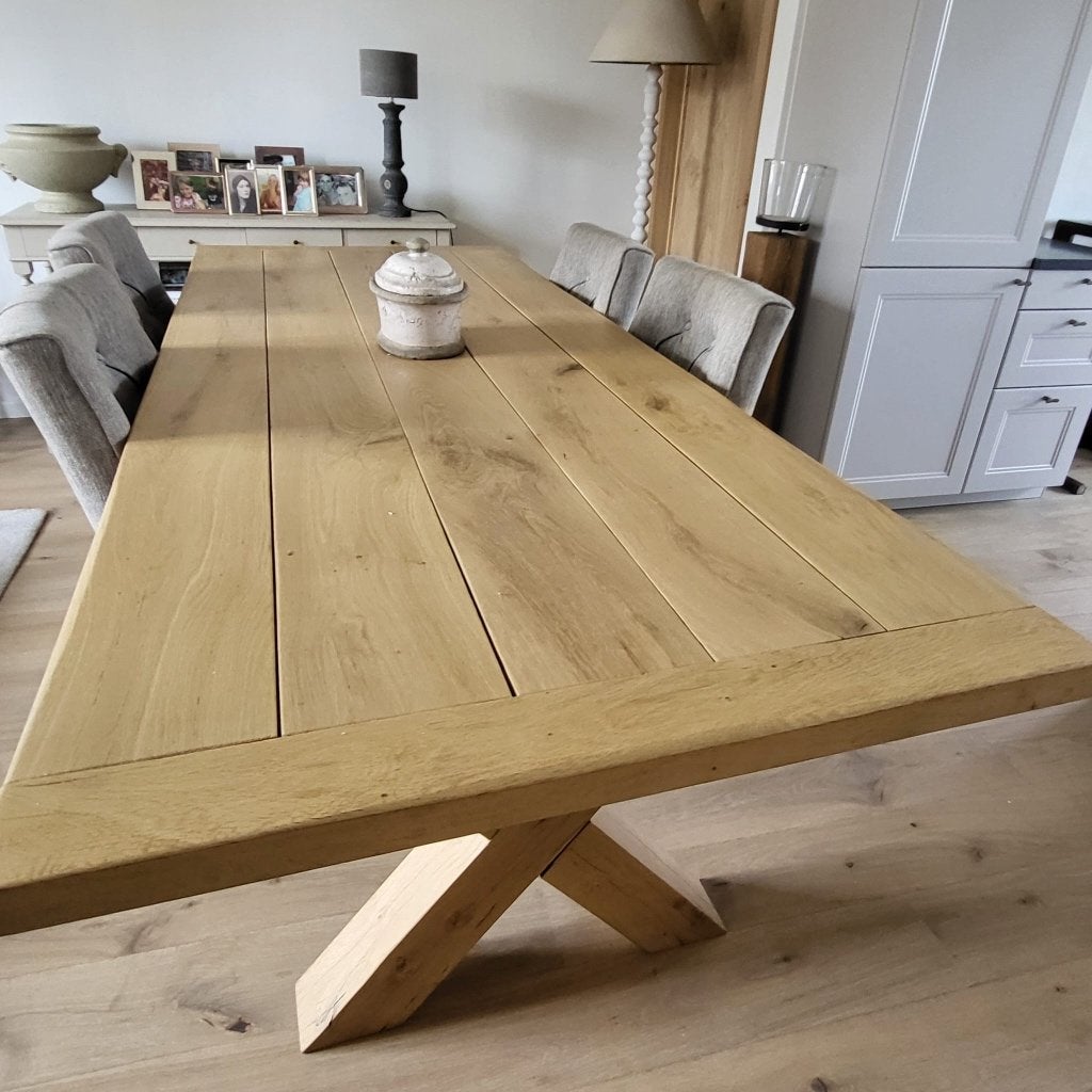 Massief Eiken Tafel, Huis en Inrichting, Ophalen, Eikenhout, 200 cm of meer, 50 tot 100 cm