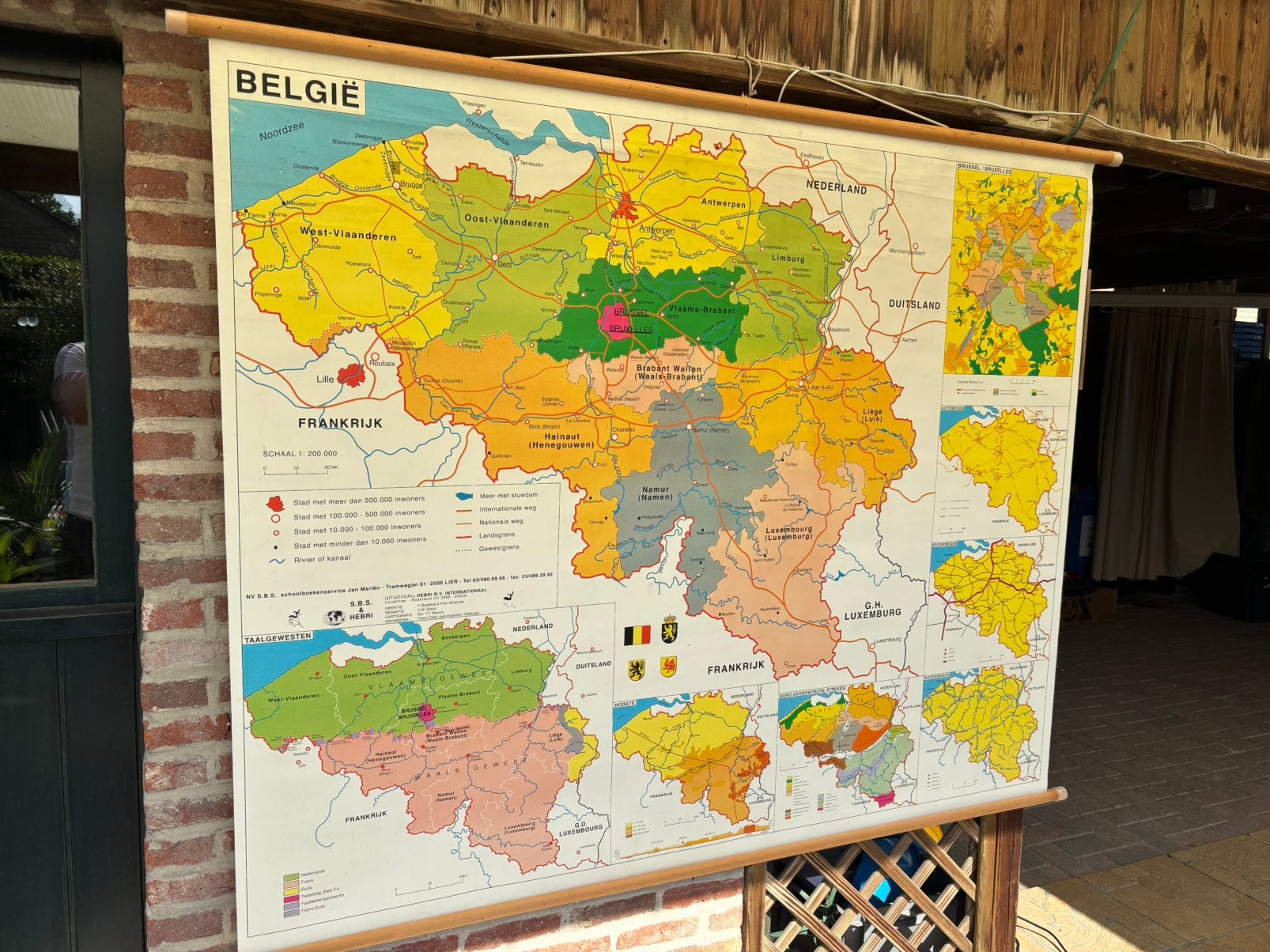 Landkaart België, Antiquités & Art, Antiquités | Cartes scolaires, Enlèvement, Géographie