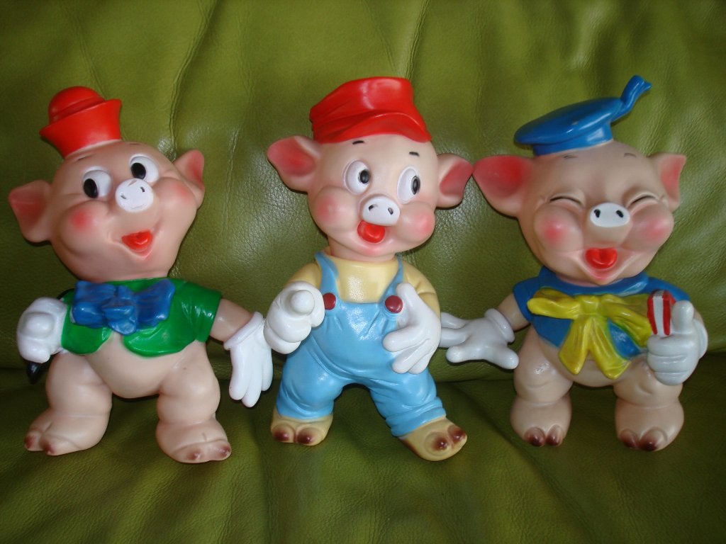 de 3 biggetjes ORIGINEEL VAN WALT DISNEY, Verzamelen, Ophalen of Verzenden, Overige figuren, Zo goed als nieuw, Beeldje of Figuurtje