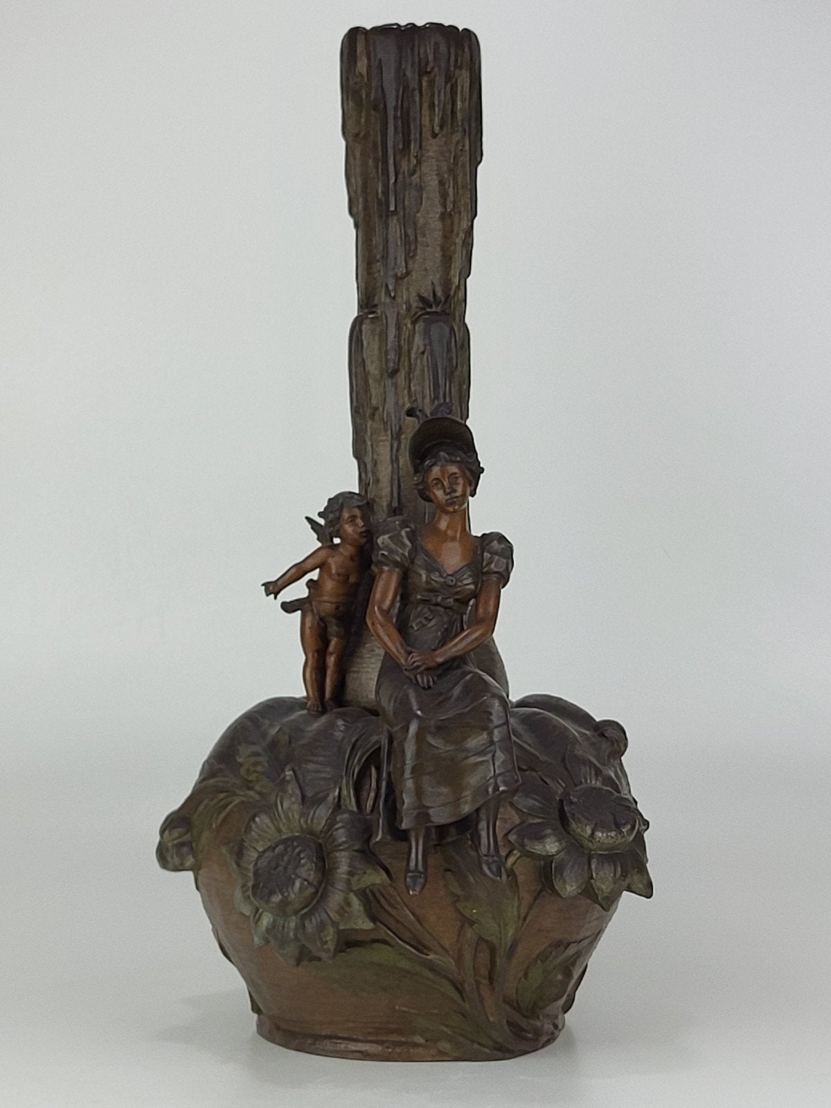 Antieke Bronzen Art Nouveau Vaas – Stijl van Auguste Moreau, Antiek en Kunst, Ophalen of Verzenden, Brons