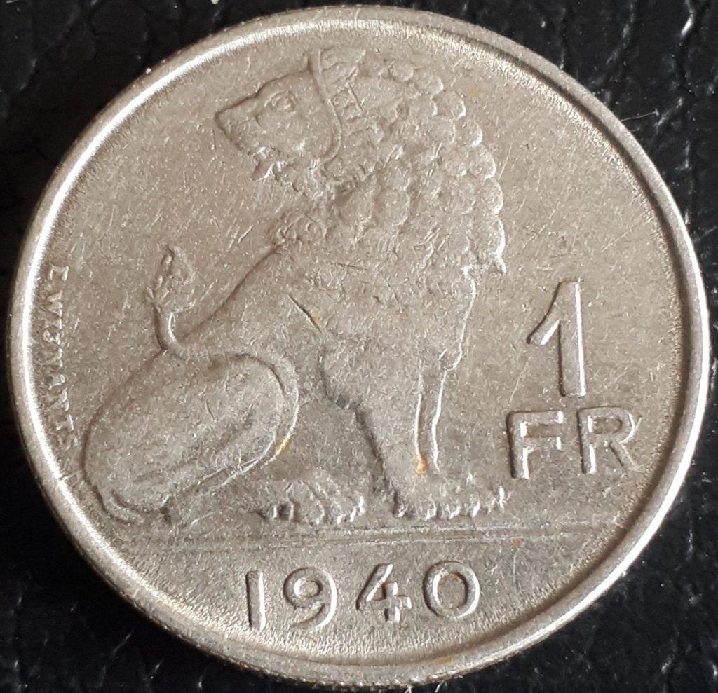 BELGIUM / 1 FRANK 1940 VL/FR KM 120 better date, Postzegels en Munten, Ophalen of Verzenden, Overig, Losse munt