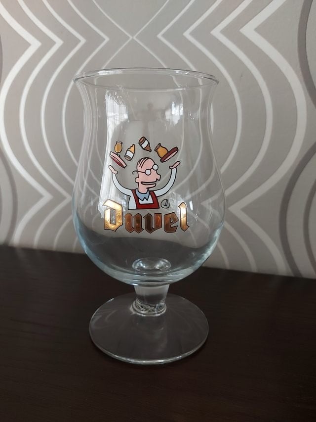 Duvel glas 'Jonglerende ober', Collections, Verres & Petits Verres, Verre à bière, Enlèvement ou Envoi