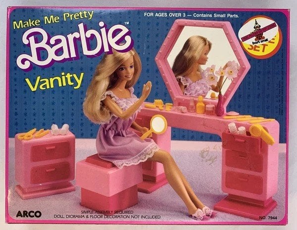 Barbie Make Me Pretty Arco Mattel Kaptafel Set 7944 1987 80s, Kinderen en Baby's, Verzenden, Zo goed als nieuw, Barbie