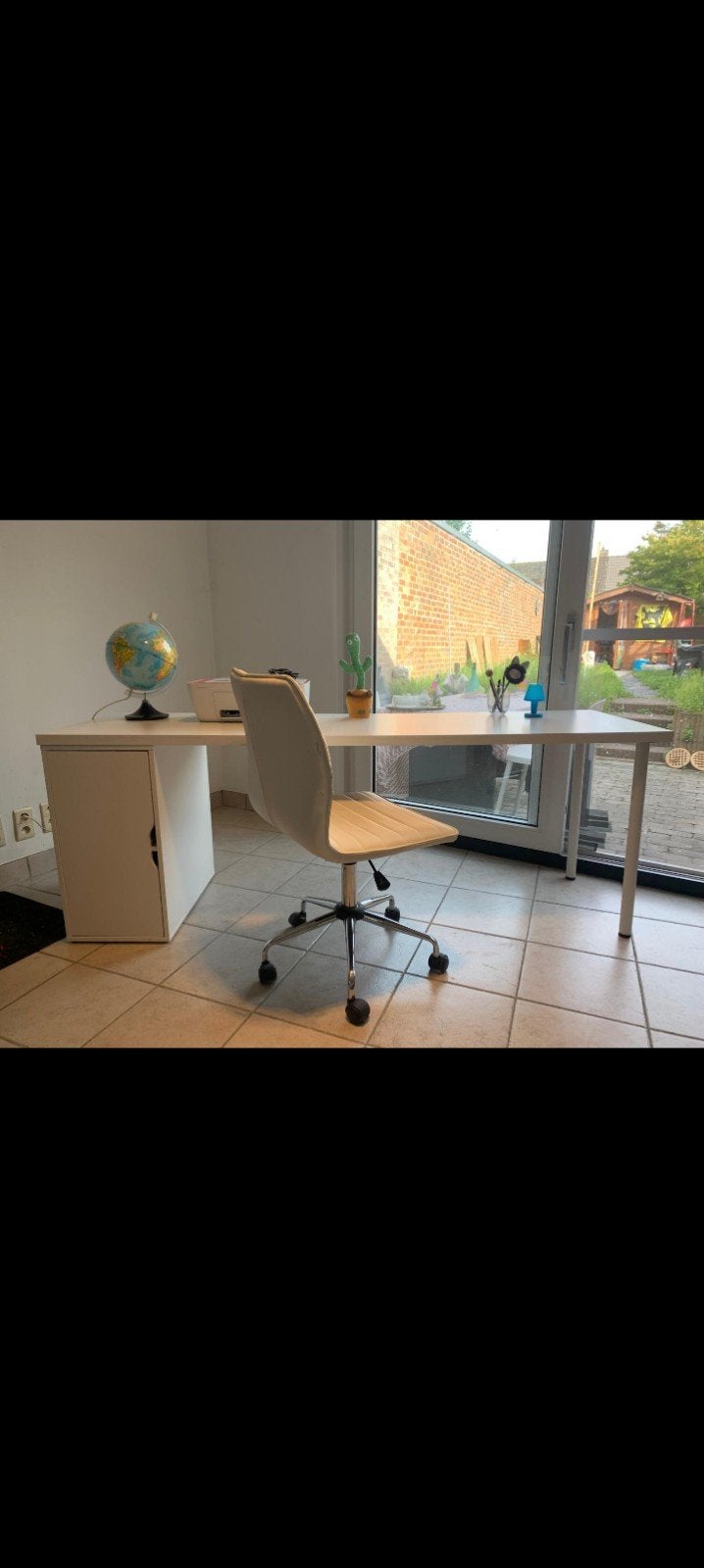 Complete witte bureauset: bureau met kastje, bureaustoel,..., Huis en Inrichting, Ophalen