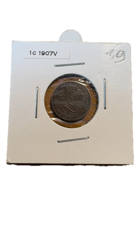 LEOPOLD II: 1 cent 1907V (2), Ophalen of Verzenden