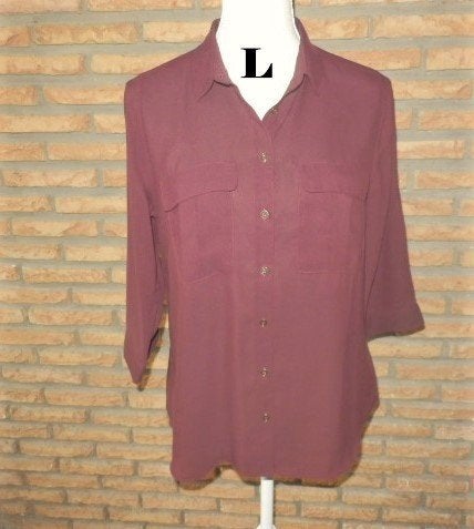 (20)- chemisier femme t.40 brun - H&M -, Kleding | Dames, Blouses en Tunieken, Maat 38/40 (M), H&M, Bruin, Ophalen of Verzenden