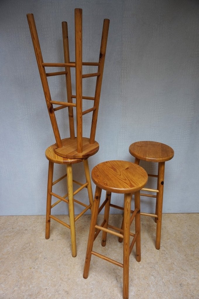 Set van 4 retro vintage barkrukken, Ophalen, Gebruikt, 60 tot 90 cm, 4 krukken