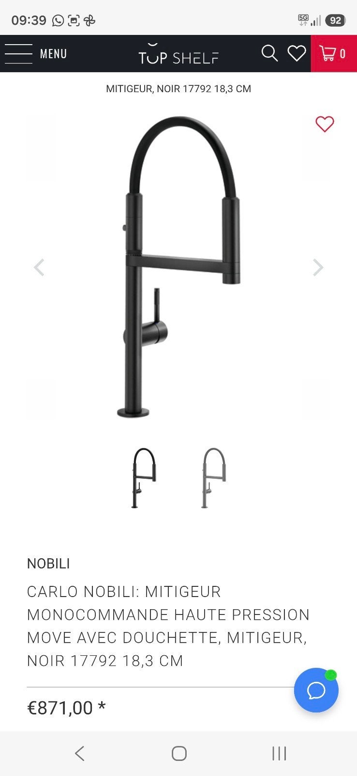 Magnifique mitigeur pour cuisine noir NOBILI Neuf, Enlèvement, Neuf, Autres types