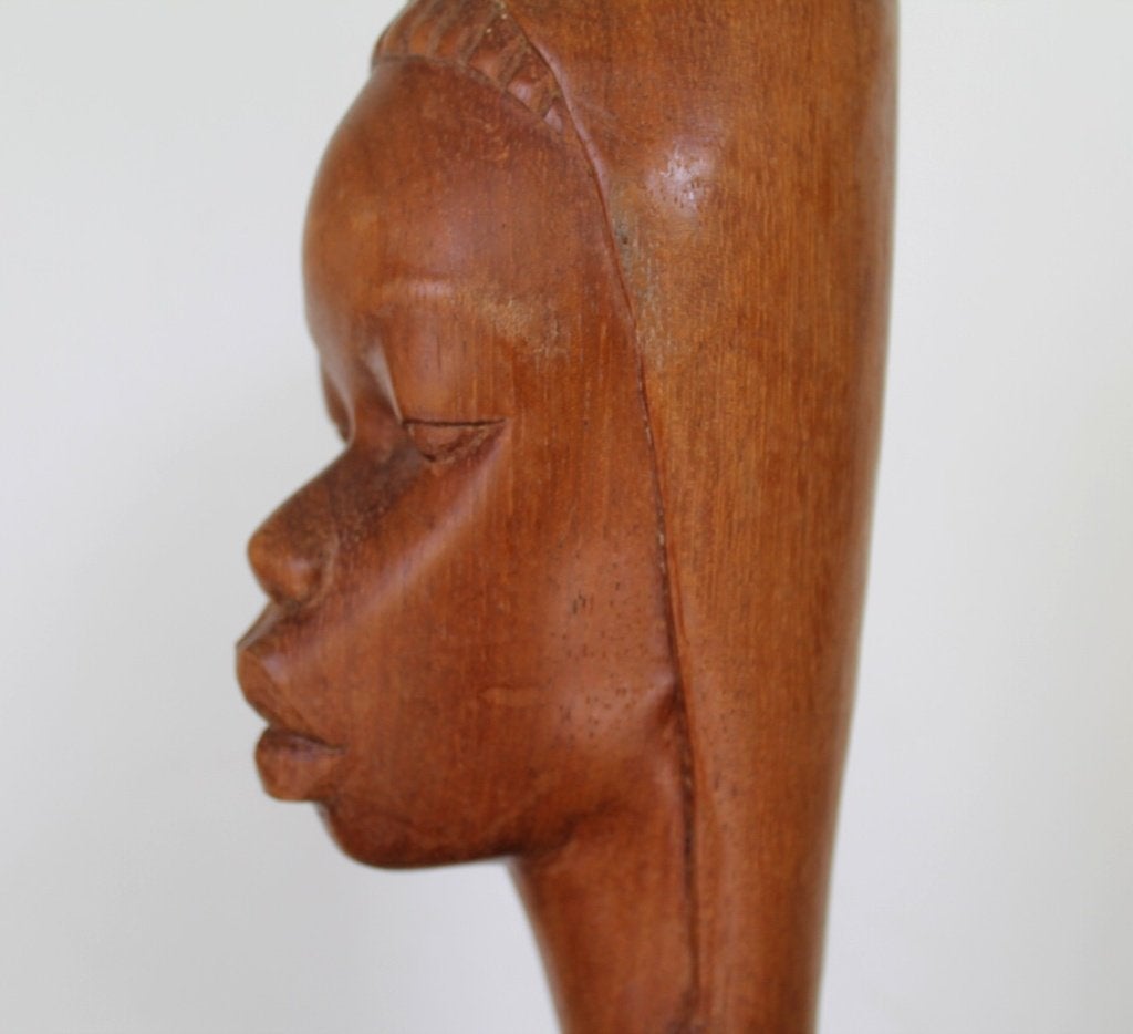 Afrikaanse buste, hout, midcentury modernisme 37 cm H, Antiek en Kunst, Kunst | Niet-Westerse kunst, Ophalen of Verzenden