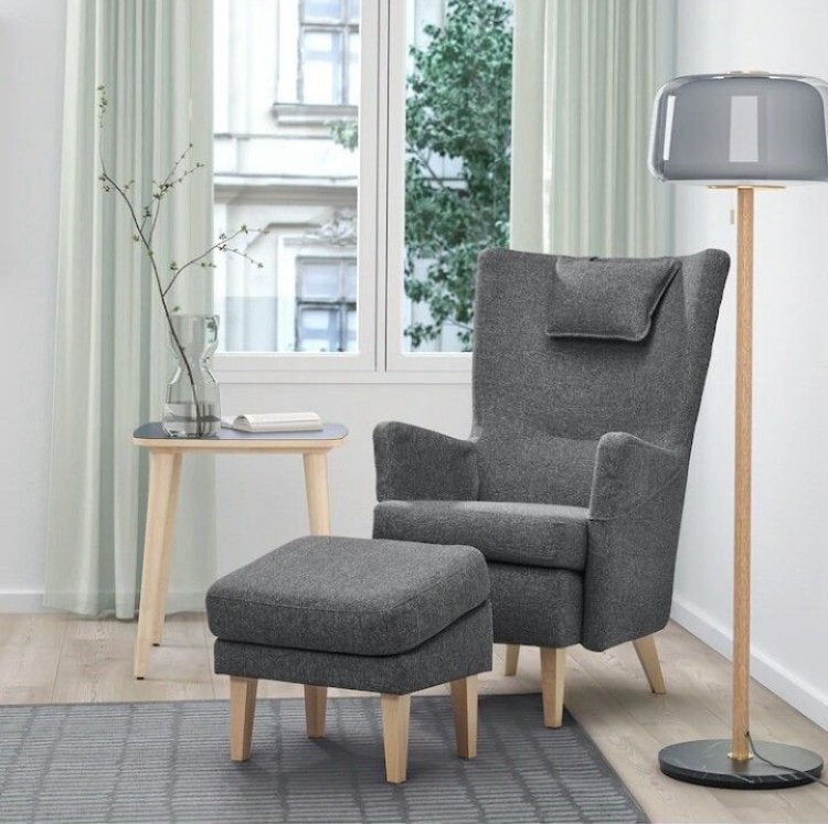 Chaise ergonomique Ikea Omtankson avec pouf - parfait état, Enlèvement, Comme neuf, Tissus