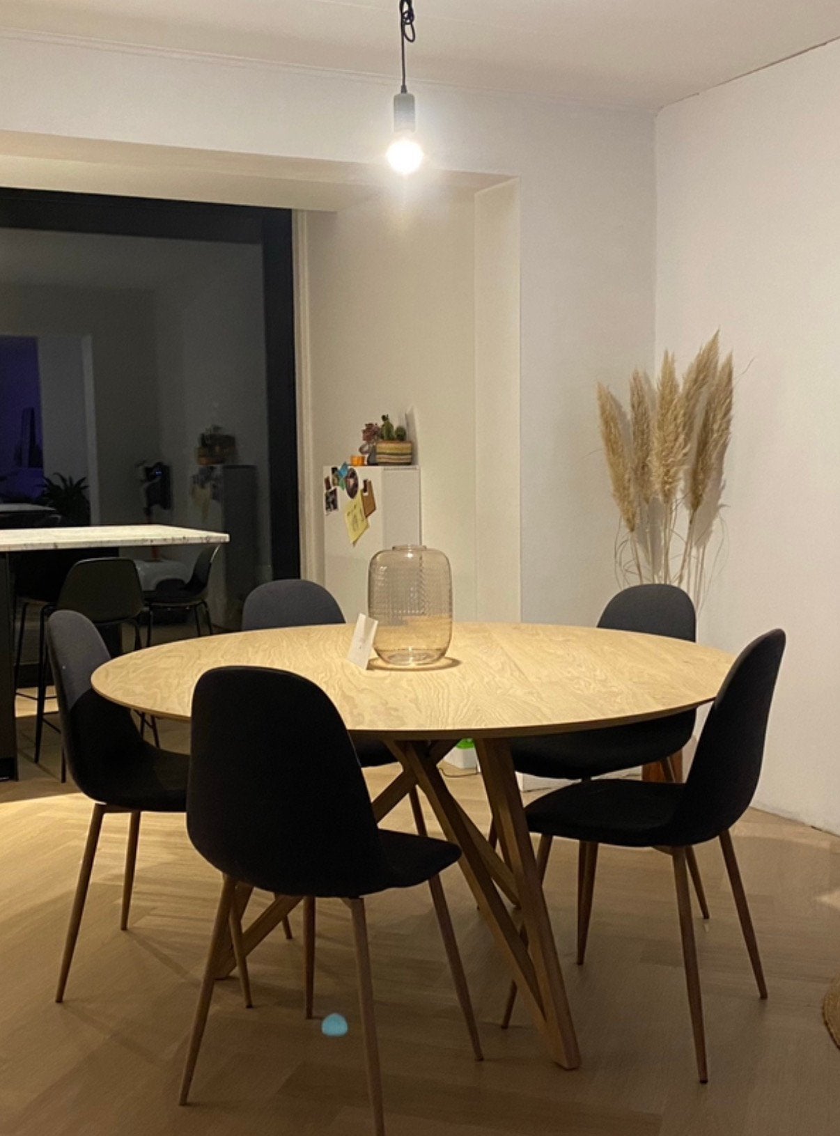 Eiken ronde eettafel, Huis en Inrichting, Tafels | Eettafels, Ophalen, Gebruikt, Vijf personen of meer, Hedendaags