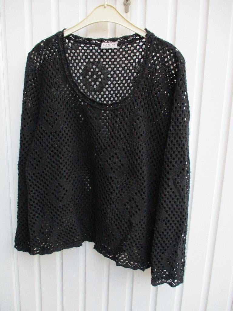 Zwarte trui / pull met mooi gehaakt motief mt XL, Kleding | Dames, Truien en Vesten, Nieuw, Maat 46/48 (XL) of groter, Zwart, Ophalen of Verzenden