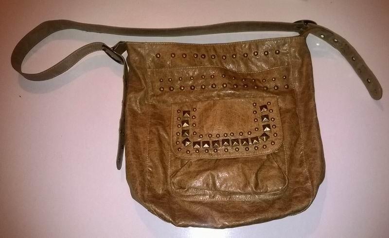 Dameshandtas in bruine skai, Ophalen of Verzenden, Zo goed als nieuw, Bruin, Handtas