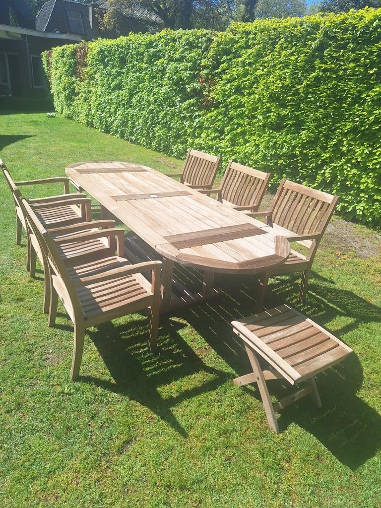 Teakhouten tuinset van het merk Gloster., Tuin en Terras, Ophalen, Tuinset