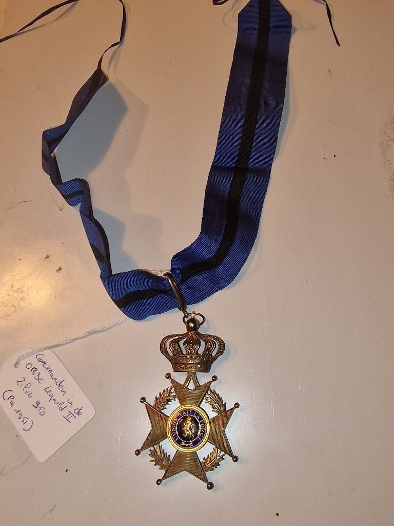 Croix de Commandeur de l'Ordre de Léopold II en argent 950, Enlèvement ou Envoi, Armée de terre, Ruban, Médaille ou Ailes
